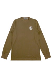 訂製軍綠色長袖T恤  圓領T恤設計  漁農自然護理署  環境保護T恤  32s CVC珠地170G  T1123